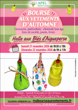 Affiche de Bourse aux vêtements d'automne le 21 et 22 Novembre 2026 - Aigueperse (63260)